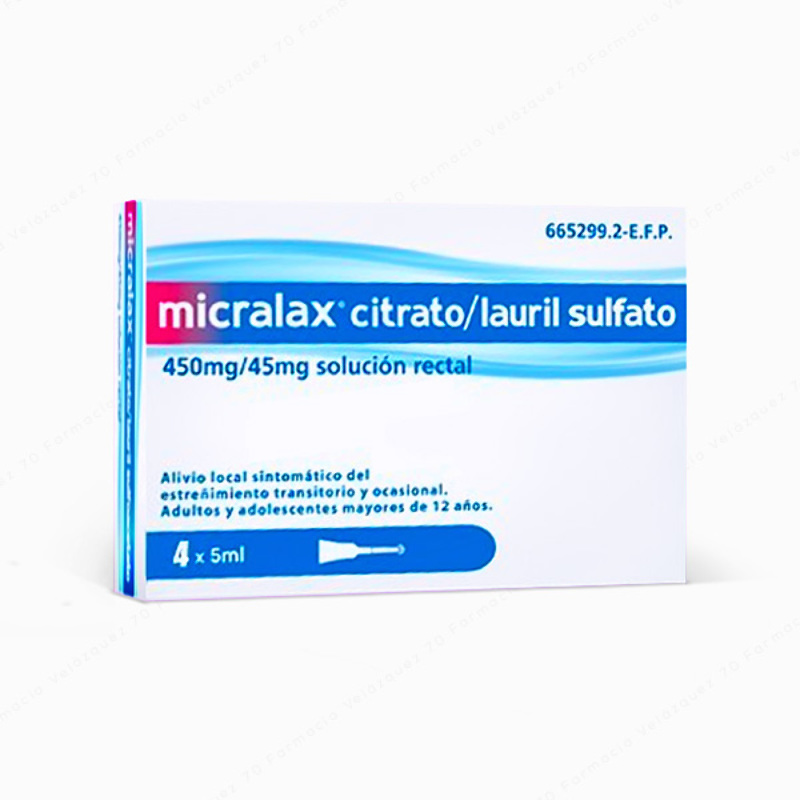 Micralax® Citrato / Lauril Sulfoacetato 450 mg / 45 mg solución rectal - 4 microenemas x 5 ml