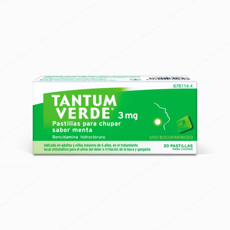 Tantum Verde® 3 mg pastillas para chupar sabor menta - 20 pastillas