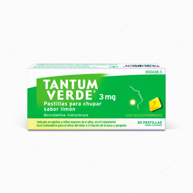 Tantum Verde® 3 mg pastillas para chupar sabor limón - 20 pastillas