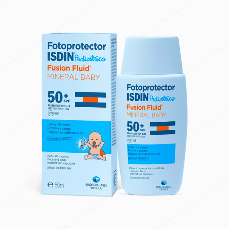 Fotoprotector ISDIN Fusion Fluid Mineral Baby SPF 50 - Protector solar  facial formulado para la piel de niños y bebés, Filtros 100% físicos, Apto  para pieles atópicas, 50 ml : : Bebé