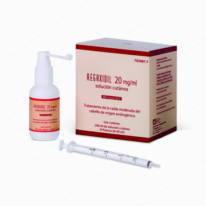 Regaxidil 20 mg/ml solución cutánea - 240 ml (4 frascos de 60 ml)
