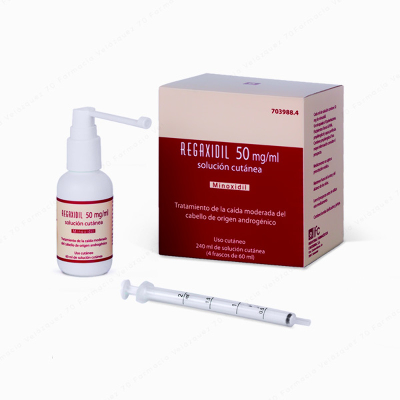 Regaxidil 50 mg/ml solución cutánea - 240 ml (4 frascos de 60 ml)