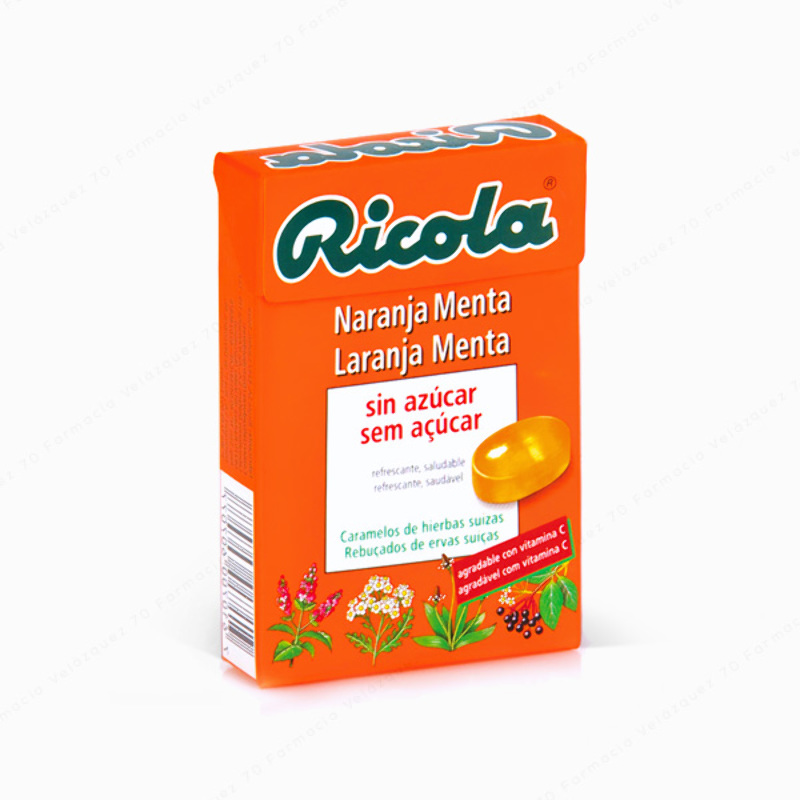 Ricola® Naranja Menta Caramelos - Caja de 50 gr