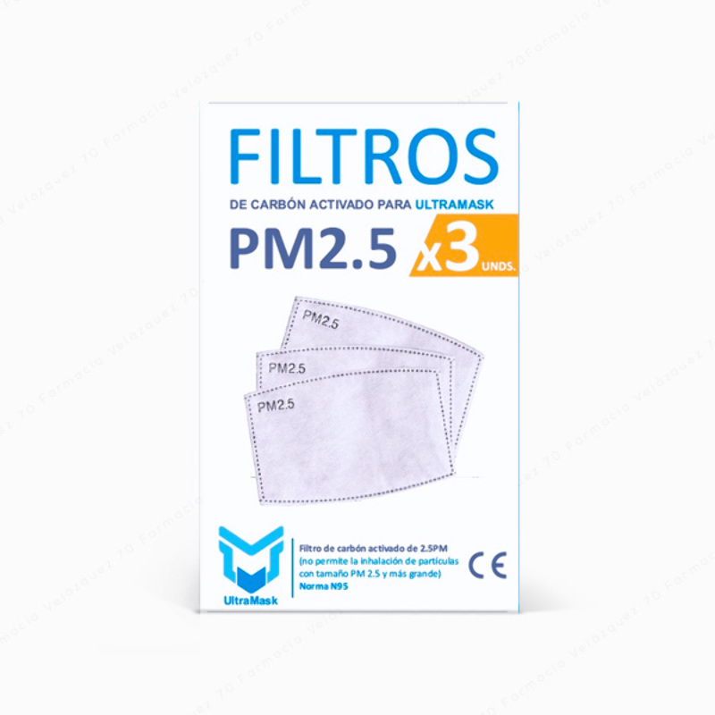 UltraMask Filtros de carbón activado PM2.5 - 3 unidades